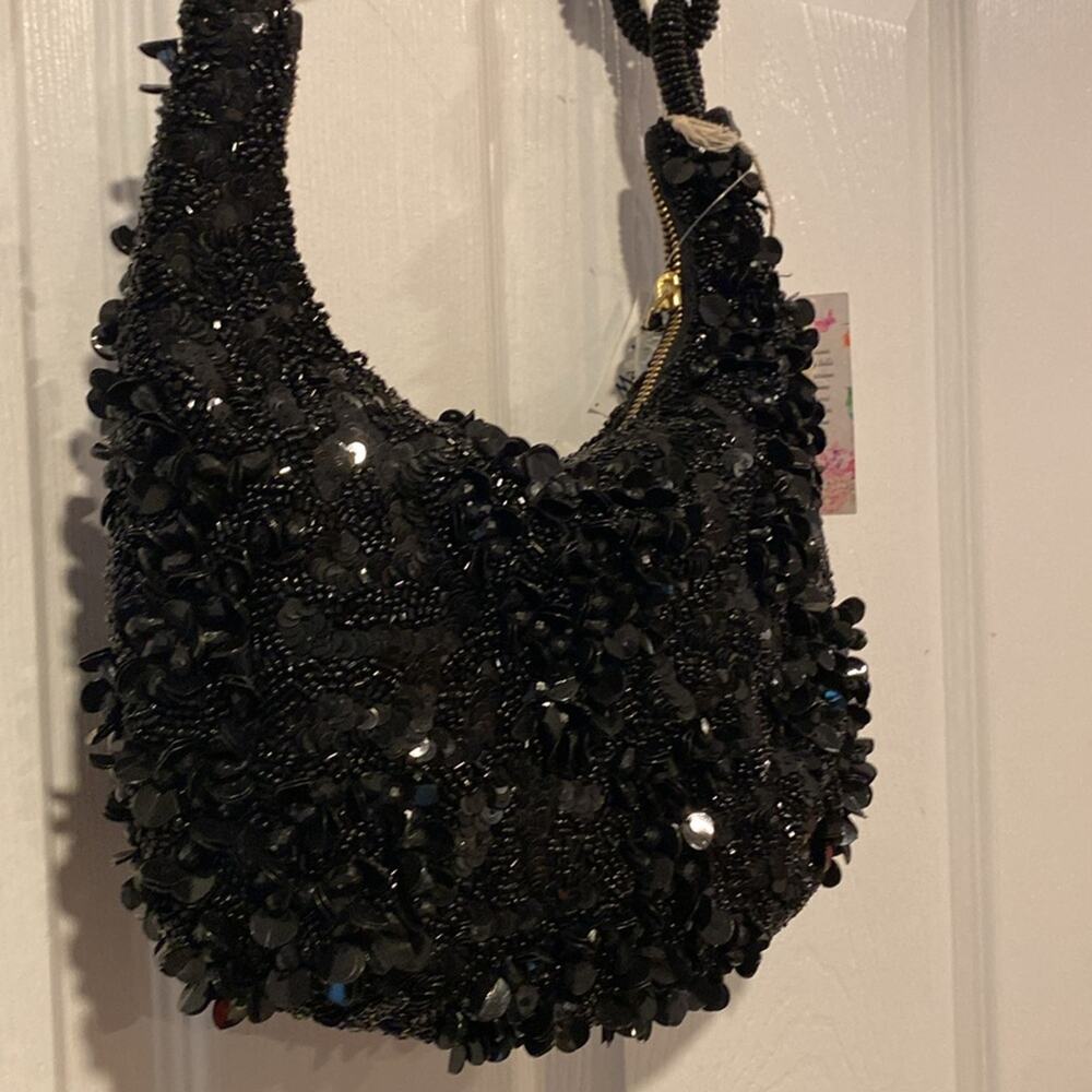 BNWT VIRAL Made In India Beaded Black Shoulder Bag